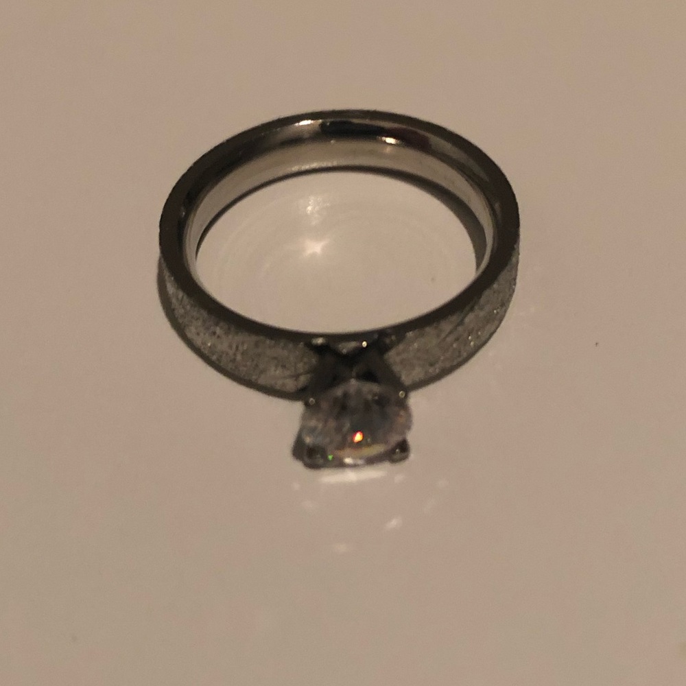 Frosted Silver Cubic Zirconia Ring